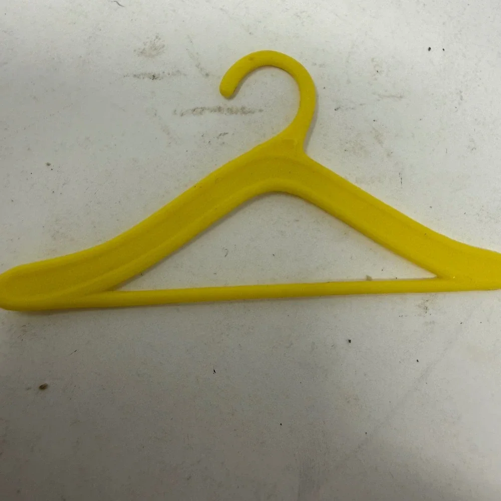 Vintage Yellow Plastic Miniature Doll Clothes Hanger 3.25 Inch Accessory